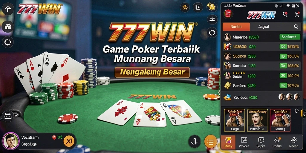 Menampilkan gameplay intens dan seru dari Poker di 777WIN.