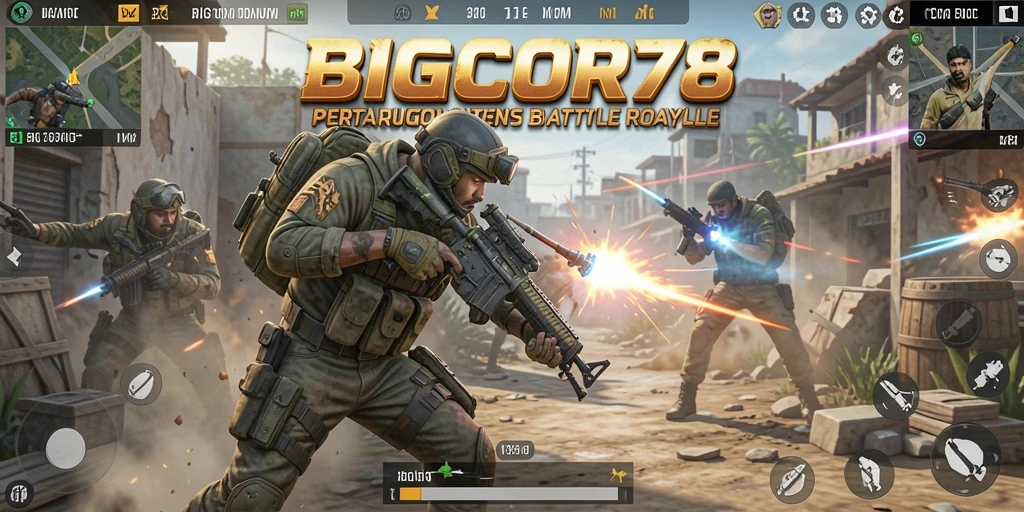 Tampilan gameplay intens dalam BIGCOR78 yang menegangkan.