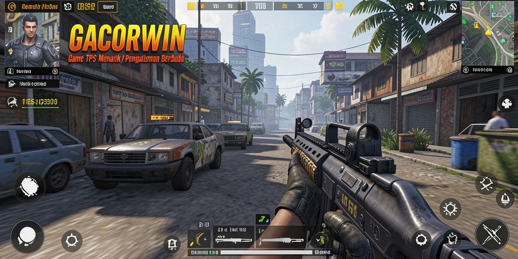 Screenshot GACORWIN menampilkan aksi gameplay TPS yang seru.