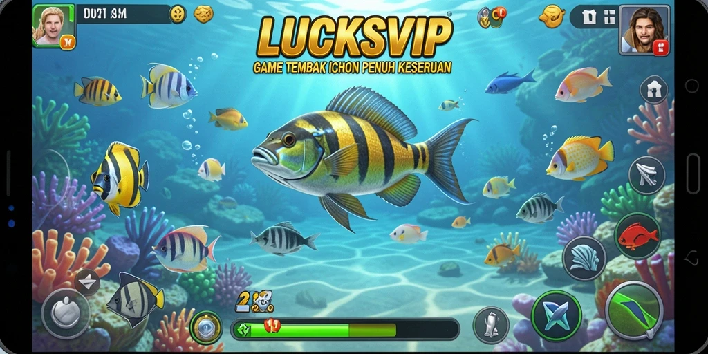 Tampilan gameplay seru dari LUCKSVIP saat menembak ikan.