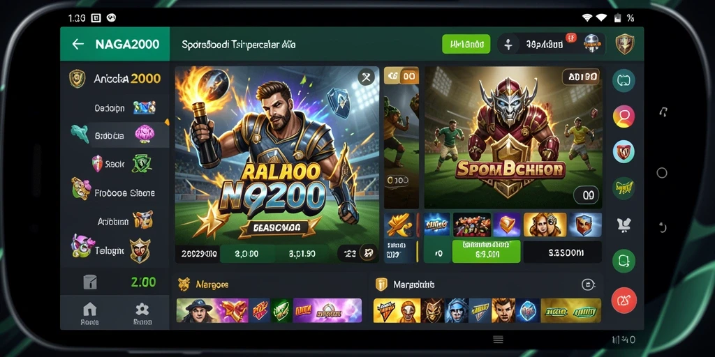 Tampilan screenshot NAGA2000 menampilkan aksi taruhan langsung pada game olahraga.