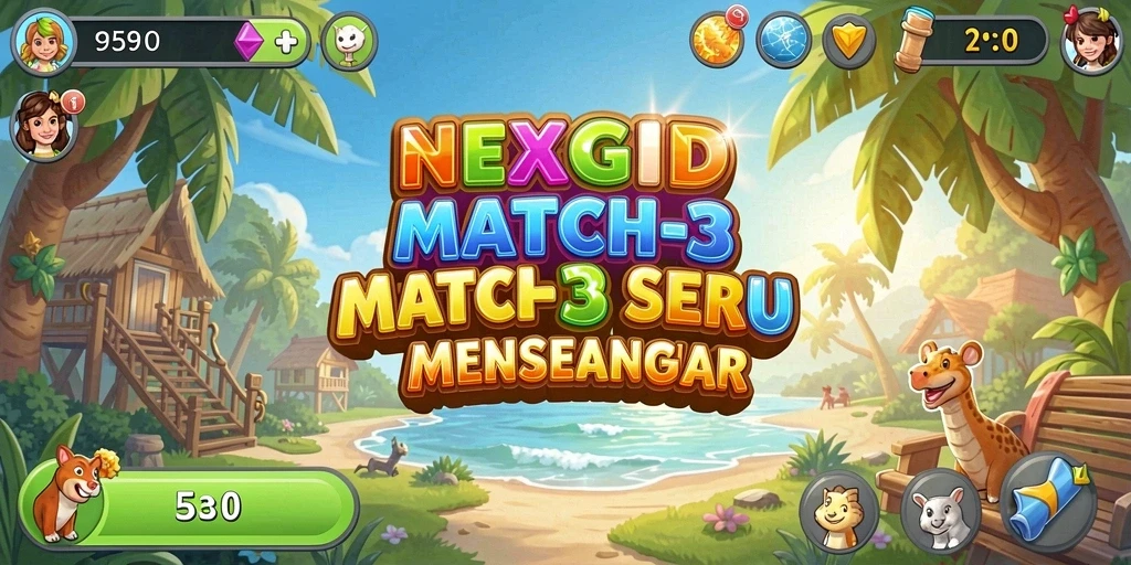 Tampilan gameplay seru NEXGID dengan tantangan Match-3.