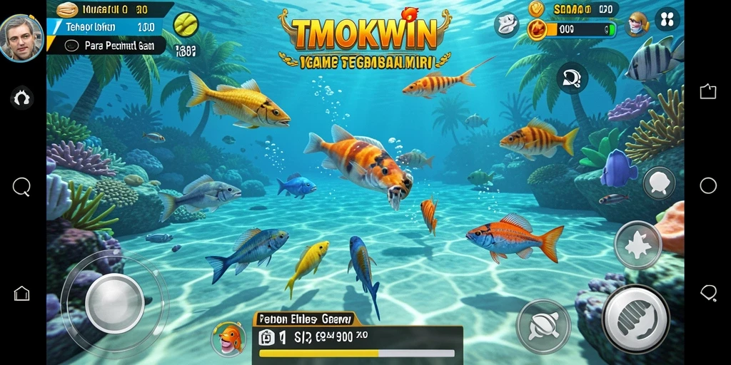 Screenshot gameplay TMOKWIN menampilkan aksi menembak ikan yang seru.