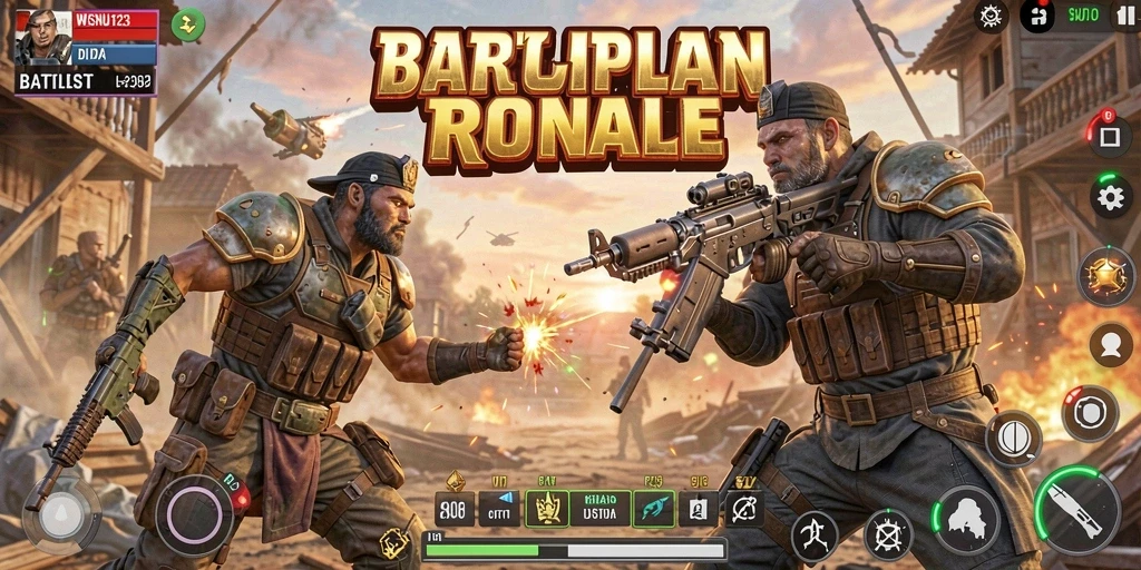 Tangkapan layar gameplay Battle Royale WISNU123 yang penuh aksi.