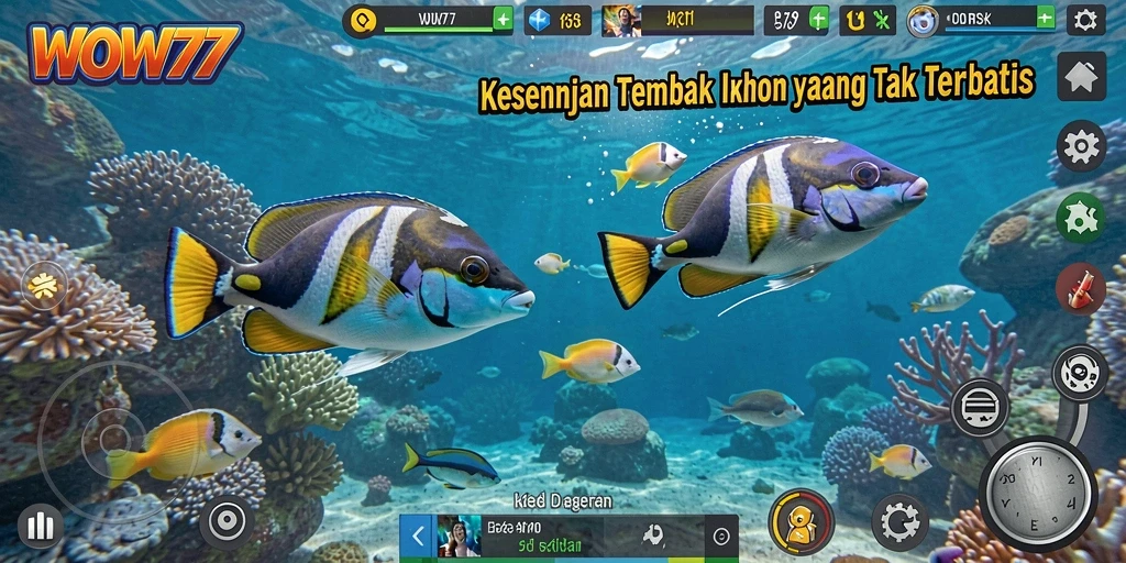 Tampilan gameplay <strong>WOW77</strong> dengan suasana bawah laut yang colorful.