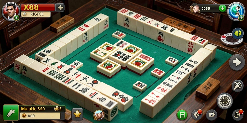 Screenshot menunjukkan gameplay seru dalam permainan Mahjong X88.