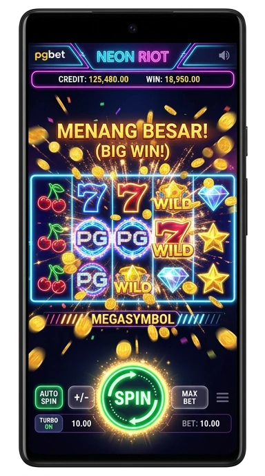 Screenshot aplikasi pgbet menunjukkan berbagai kategori yang tersedia.